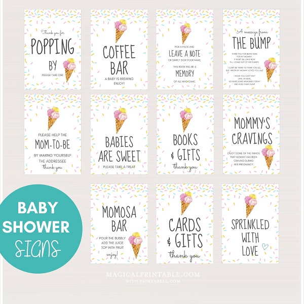 printable baby sprinkle games and signs