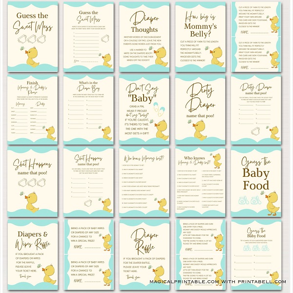 Rubber Duck Baby Shower Games Bundle – Printabell • Express