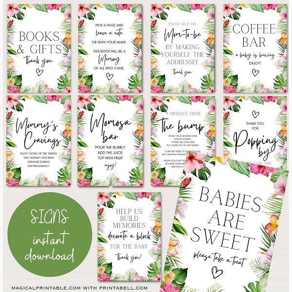 Tropical Luau Baby Shower Games Bundle – Printabell • Express