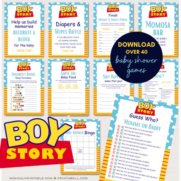 Boy Story Baby Shower Games Bundle - Toy Story Inspired