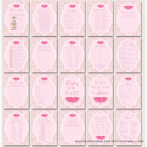 Tutu Ballerina Baby Shower Game Package – Printabell • Express