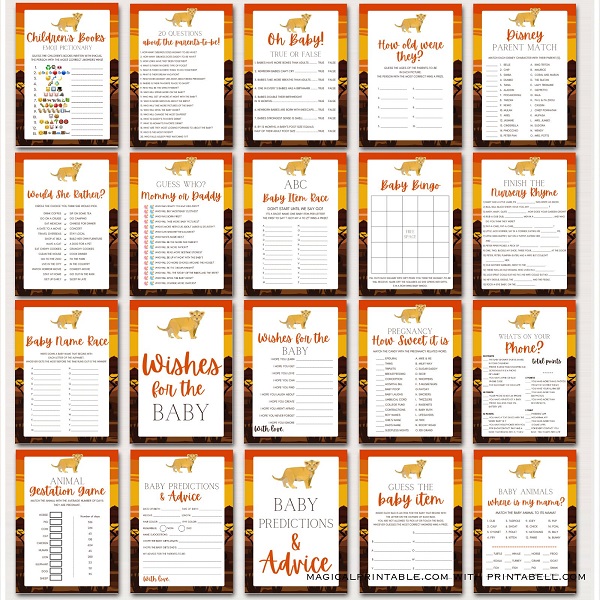 Lion King Editable Baby Shower Baby Bingo Game Card, Lion King😍 Explore ...