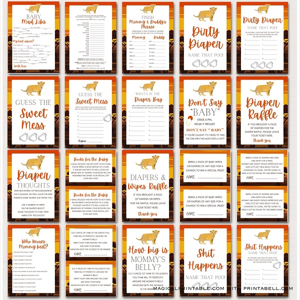 lion themed baby shower games bundle