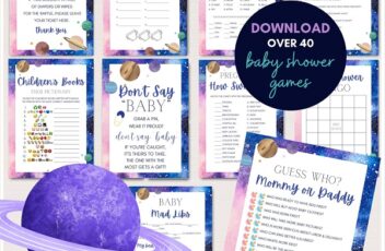 space themed baby shower games bundle
