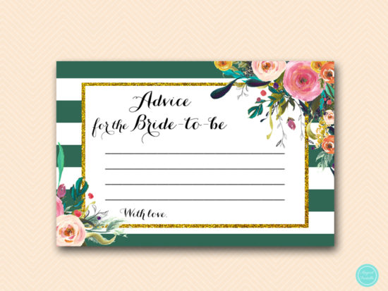BS440-advice-for-bride-to-be-card-forest-green-bridal-shower-games