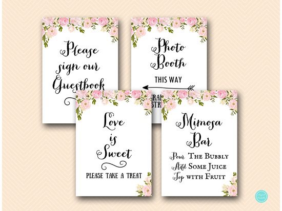 PINK PEONIES BRIDAL SHOWER DECORATION SIGN PRINTABLE MIMOSA GUESTBOOK