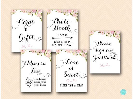 PINK PEONIES BRIDAL SHOWER DECORATION SIGN PRINTABLE MIMOSA GUESTBOOK FAVORS