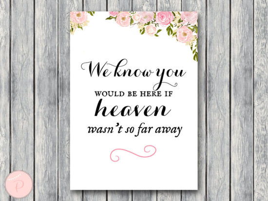 Remembrance Printable sign, We know you would be here if heaven