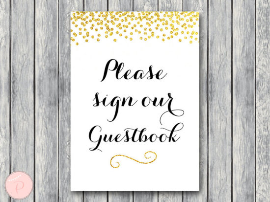 WD47c-Gold Guestbook Sign, Sign our Guestbook