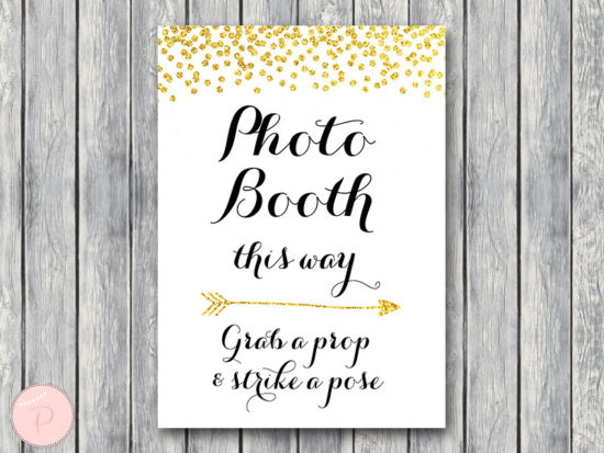 WD47c-Gold Photobooth Sign, Grab a prop and take a pose