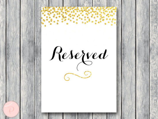 WD47c-Gold Reserved sign, Wedding Reserved seating sign