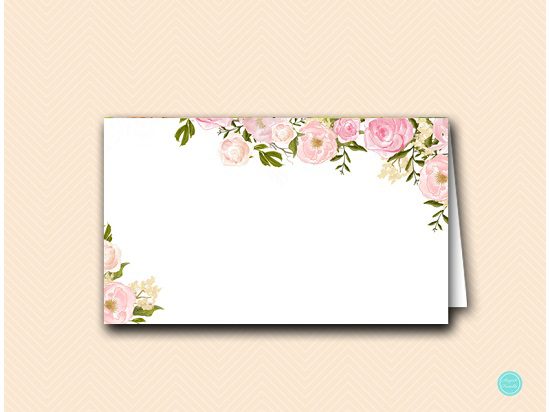WD67 Name Cards 6 per page-ivory pink flower wedding name cards placecard 2
