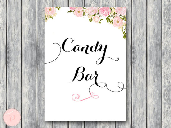 WD67-Pink Flower Candy Bar Sign, Instant Download