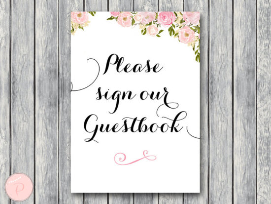 WD67-Pink Guestbook Sign, Instant Download