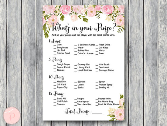 WD67-peonies-What's in your Purse Bridal Shower Game