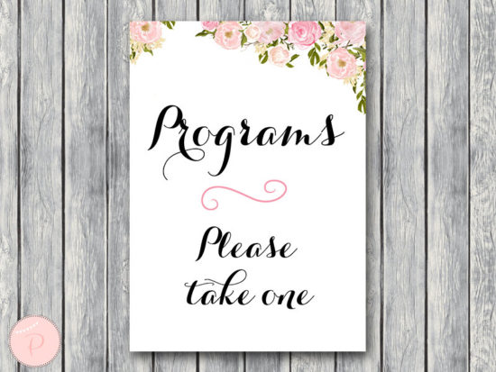 Wedding programs sign, Printable Program Sign