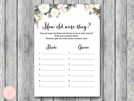 white floral how old were they bridal shower game coed