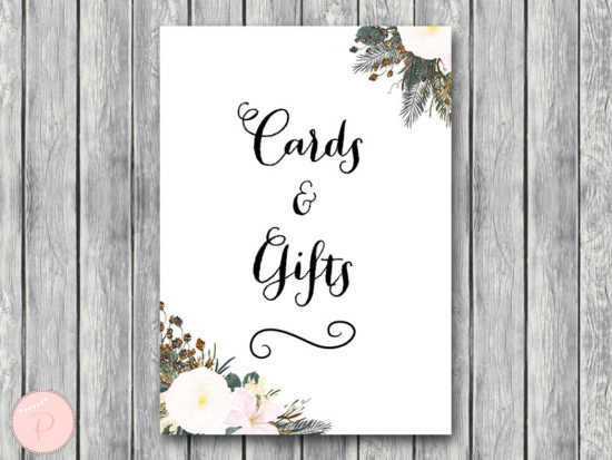 white flower vintage wedding cards and gift sign