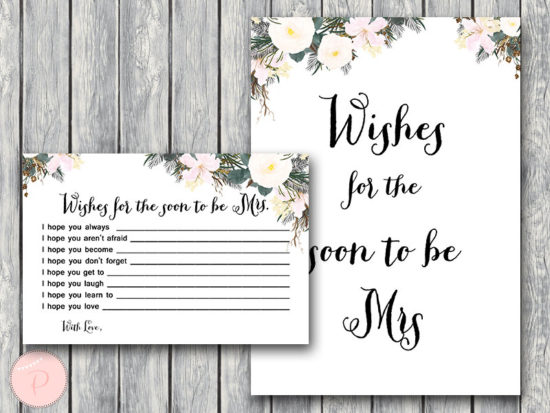 white flower wishes for the bride cards