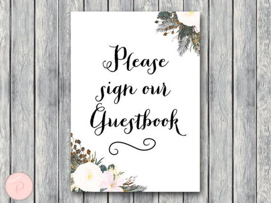 white wedding guestbook sign printable