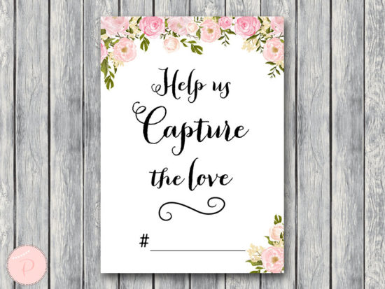 wd67-p-Help us capture the love, Wedding Hashtag Sign
