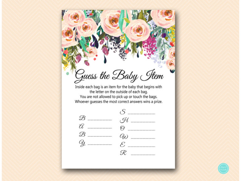 Floral Baby Shower Game Printable – Printabell • Express