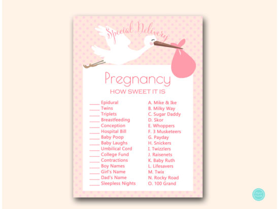 Uitgelezene Pink Stork Baby Shower Game Package | Printabell • Express LS-96