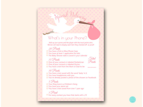 tlc458p-whats-in-your-phone-pink-girl-stork-baby-shower-game
