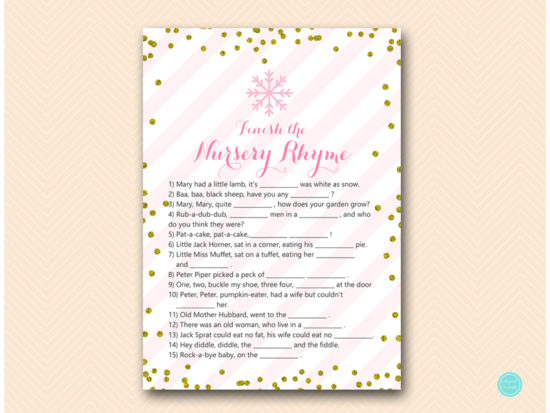 Pink Gold Winter Baby Shower Game Package Printabell Express Pink Gold Winter Baby Shower Game Package Printabell Express