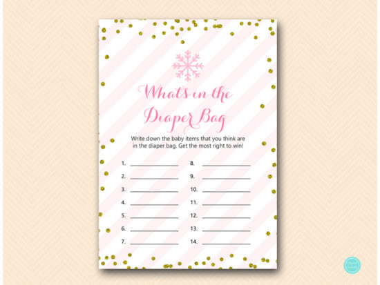 tlc464-whats-in-diaper-bag-pink-gold-winter-baby-shower-game