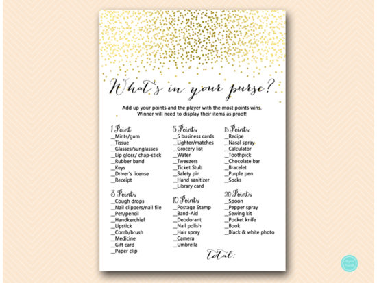 tlc472-whats-in-your-purse-gold-baby-shower-games