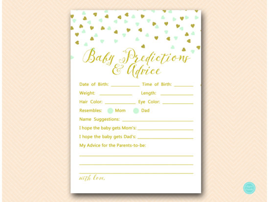 tlc488m-baby-predictions-and-advice-mint-gold-baby-shower-game