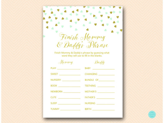 tlc488m-finish-daddy-mommys-phrase-mint-gold-baby-shower-game