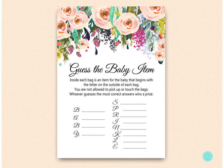 Floral Baby Sprinkle Game Guess the Baby Item Printabell • Express