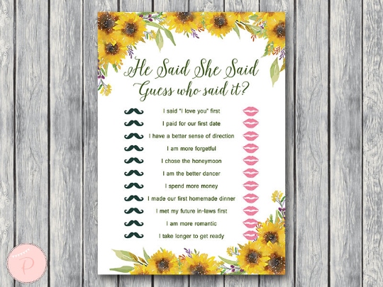 Sunflower Bridal Shower Games Pack – Printabell • Express