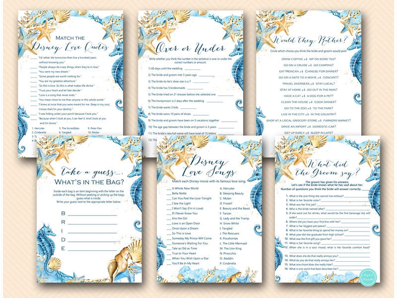 Seashells Beach Bridal Shower Games – Printabell • Express