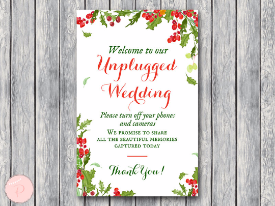 christmas-unplugged-wedding-sign