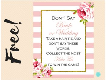 FREE Dont Say Bride or Wedding Hair Tie Game – Printabell • Express