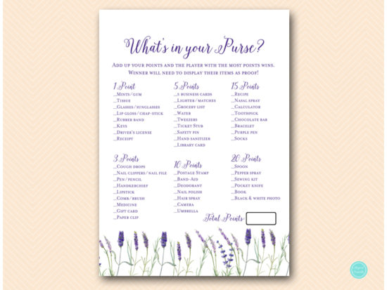 tlc545-whats-in-your-purse-lavender-flower-baby-shower-game