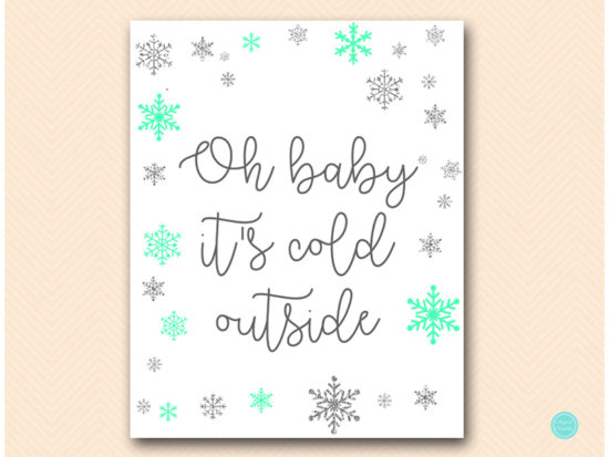 mint-silver-snowflakes-baby-shower-baby-baby-its-cold-outside-sign