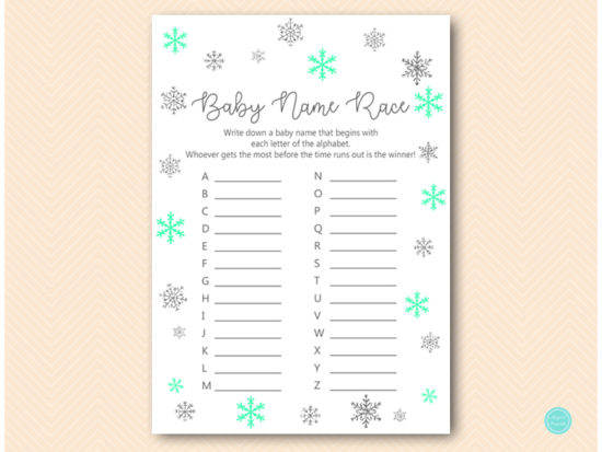 mint-silver-snowflakes-baby-shower-baby-name-race