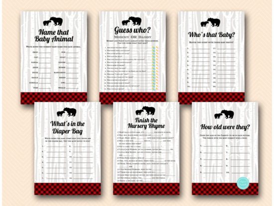 Lumberjack Baby Shower Game Package – Red Buffalo Placid – Printabell ...