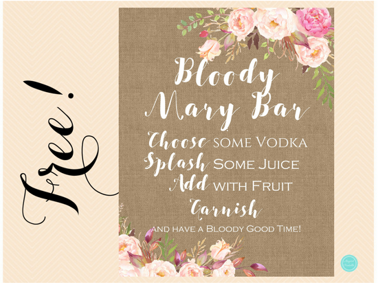 FREE Bloody Mary Bar Sign – Printabell • Express