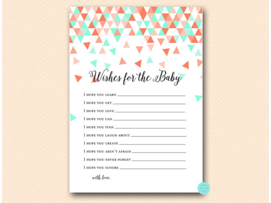 tlc567mc-wishes-for-baby-card-mint-coral-geometric-baby-shower-game