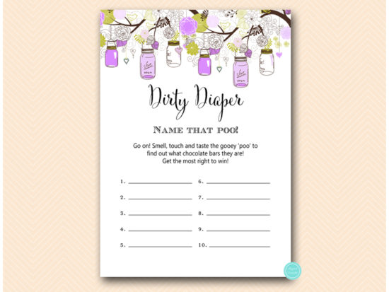 tlc475-dirty-diaper-purple-mason-jar-baby-shower-game