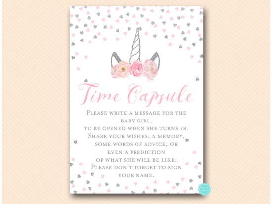 tlc556s-time-capsule-girl-silver-pink-unicorn-baby-shower-game