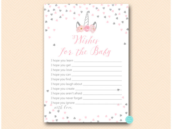 tlc556s-wishes-for-baby-card-silver-pink-unicorn-baby-shower-game