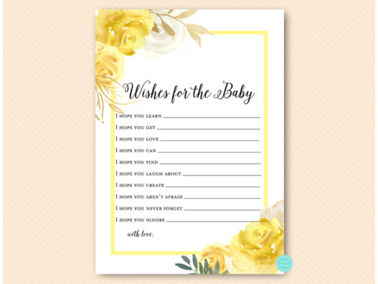 tlc574-wishes-for-baby-yellow-floral-baby-shower-game-gender-neutral