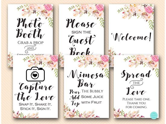 boho-floral-bridal-shower-wedding-decoration-signages