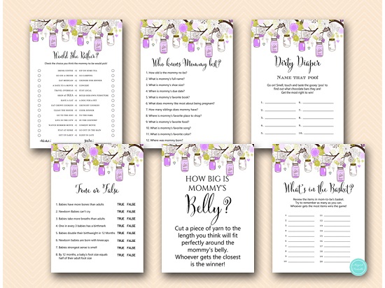 Purple Mason Jar Baby Shower Games Printabell Express Purple Mason Jar Baby Shower Games Printabell Express